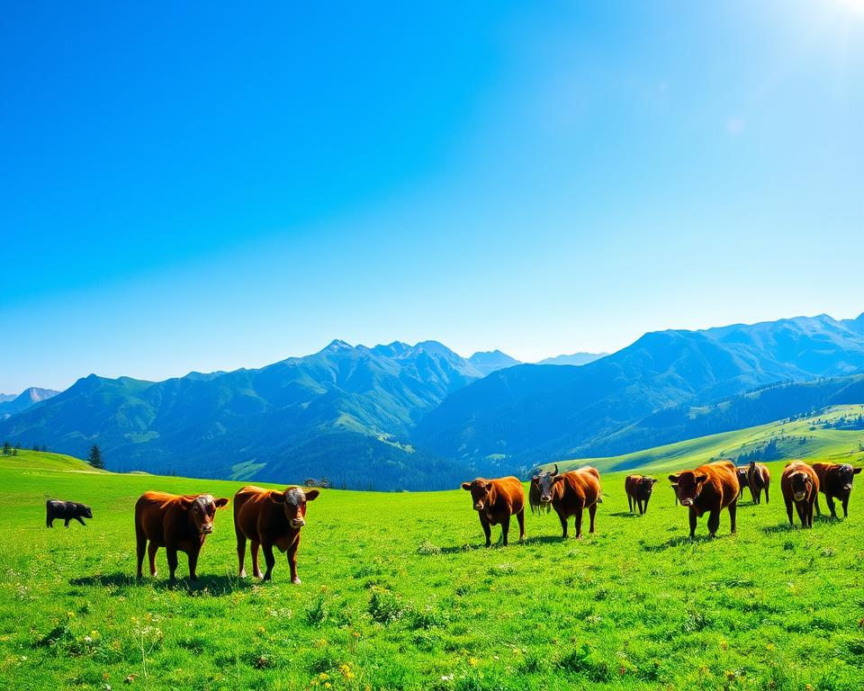 Grass-fed cows in New Zealand